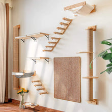 Load image into Gallery viewer, Cat Climbing Shelf Wall Mounted Four Step Stairway With Sisal Scratching Post For Cats Tree Perch Platform Jumping Furniture