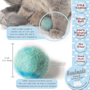 Natural Handmade Felt Wool Ball with catnip